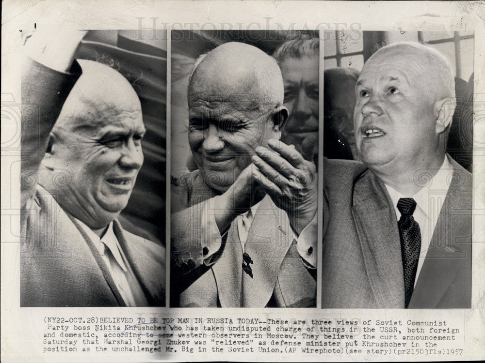 1957 Press Photo Soviet Communist Party Boss Nikita Khrushchev - Historic Images