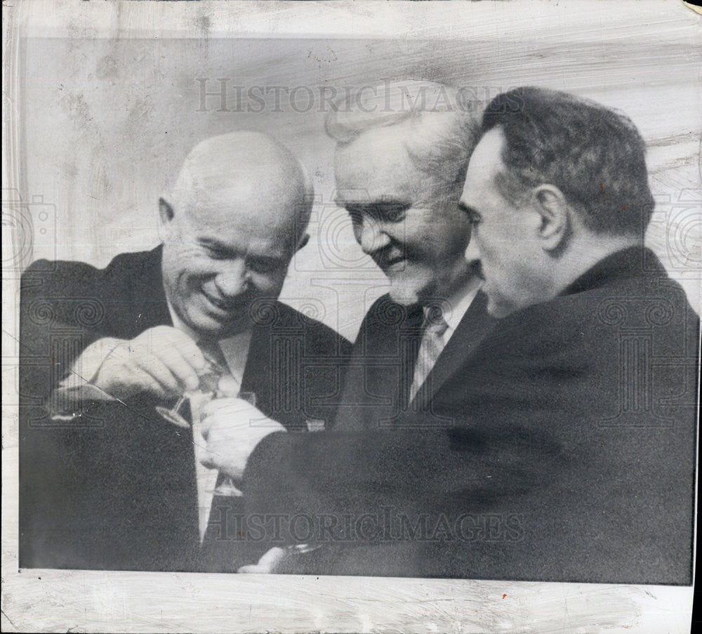 1958 Press Photo Nikita Khrushchev and Soviet Deputy Premier AI Mikoyan - Historic Images