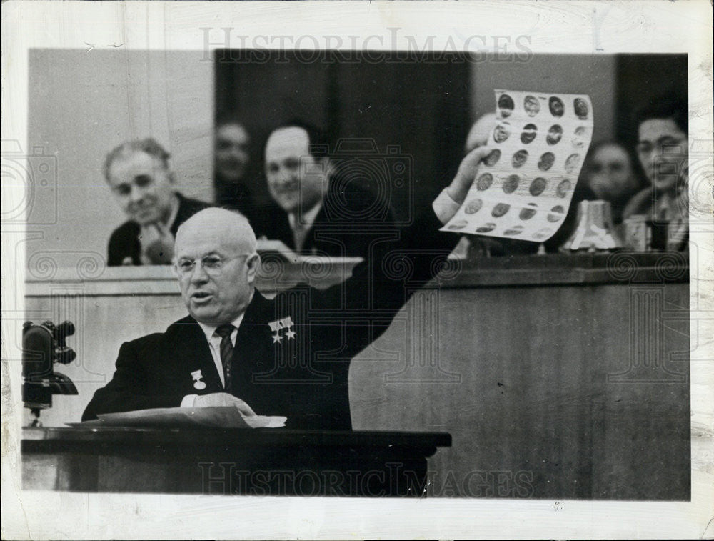 1961 Press Photo Soviet Prime Minister Nikita S. Khrushchev U2 Plane Crash Info - Historic Images