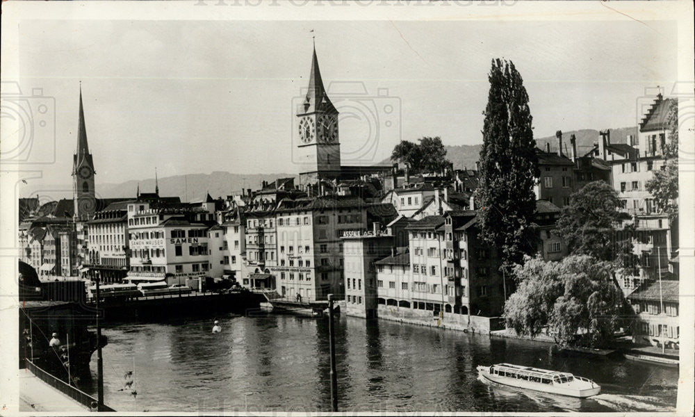 1962 Press Photo Limmat River, Zurich, Switzerland - Historic Images