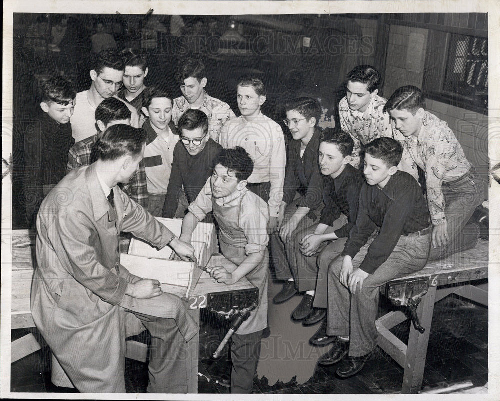 1950 Press Photo Whiting Junior High School Norman Hall Industrial Arts Class - Historic Images