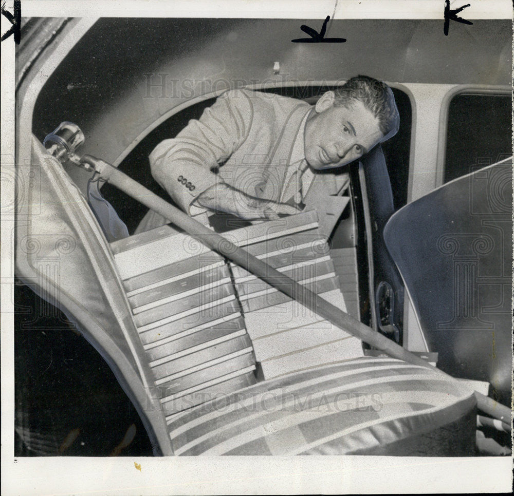 1954 Press Photo Birmingham Police Raid Fishing Pole Patrol Car Sargent Casey - Historic Images
