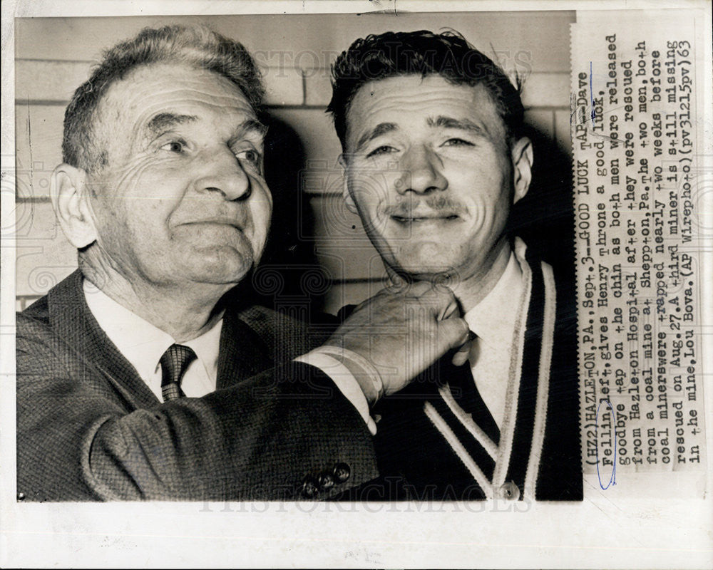 1963 Press Photo Dave Fellin/Henry Throne/Coal Miners Trapped/Pennsylvania - Historic Images