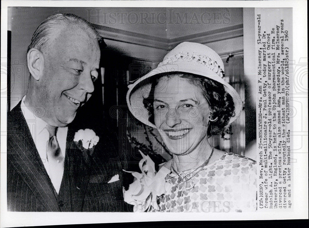 1960 Press Photo Ann McInerney Rudolph Light Marriage Wedding Announcement - Historic Images