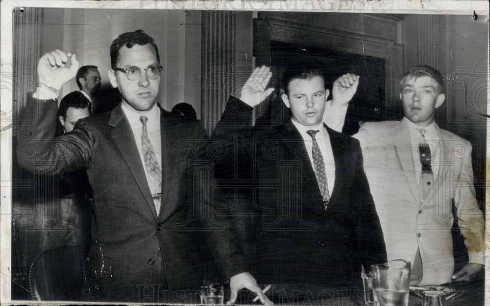 1956 Press Photo Three Soviet Seamen Swear To Tell The Truth - Historic Images