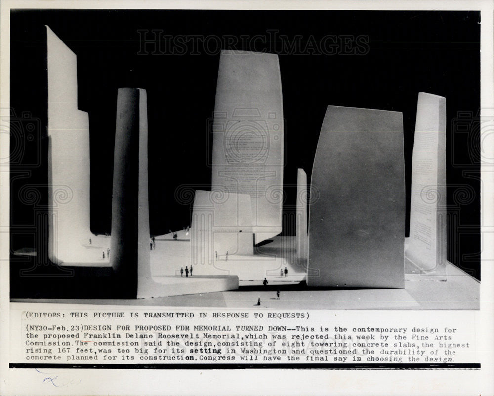 1962 Press Photo Design for Proposed Memorial fro Franklin Delano Roosevelt - Historic Images