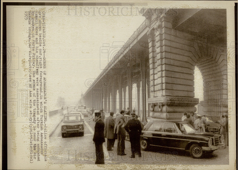 1975 Press Photo Car in which Turkish Ambassador Ismail Erez was Assassinated - Historic Images