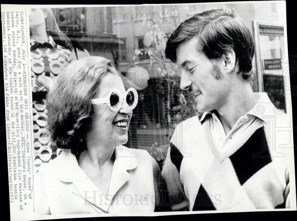 1973 Press Photo Alex Mayer and mother Mrs Ingegorg Mayer - Historic Images