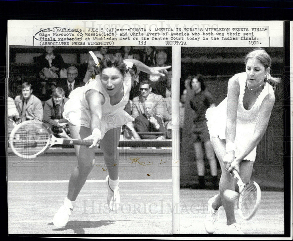 1974 Press Photo Olga Morozova, Chris Evert, Wimbledon - Historic Images