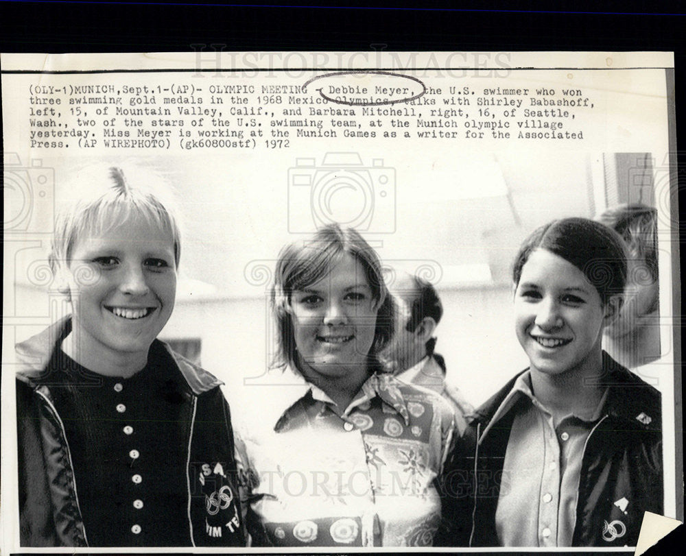 1972 Press Photo Debbie Meyer,Shirley Babashoff,Barb Mitchell in Munich Olympics - Historic Images