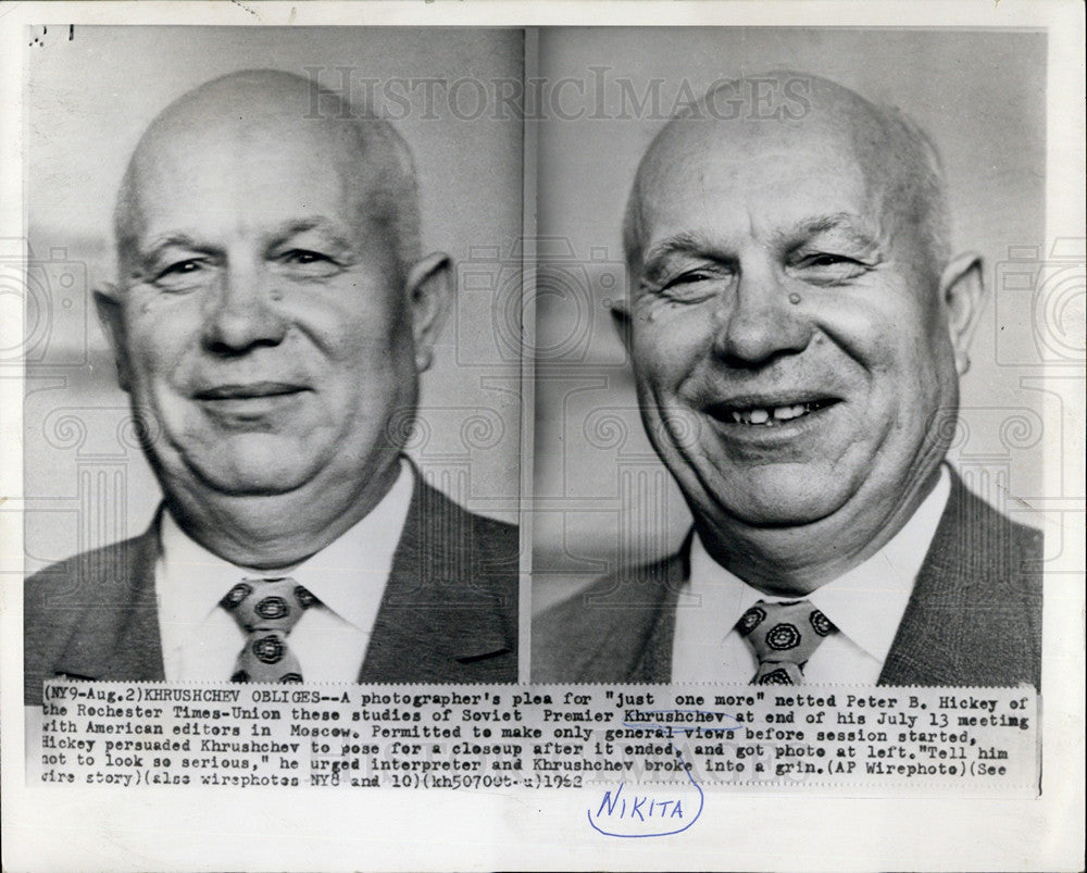 1962 Press Photo Soviet Premier Nikita Khrushchev - Historic Images