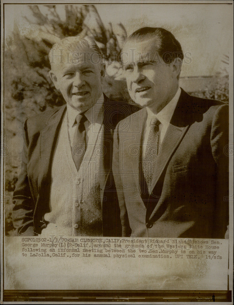 1970 Press Photo President Richard Nixon Senator George Murphy San Clemente - Historic Images