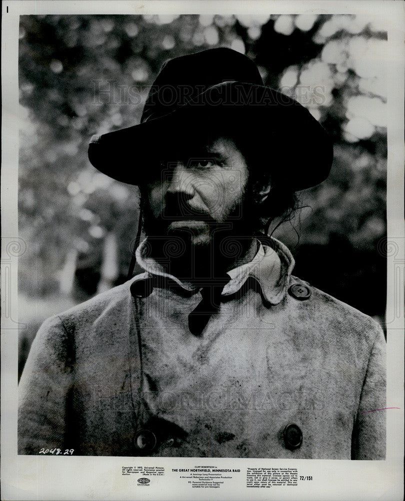 1972 Press Photo Actor Cliff Robertson as Cole Younger - Historic Images