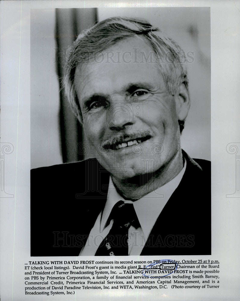 Press Photo Ted Turner Talking with David Frost - Historic Images