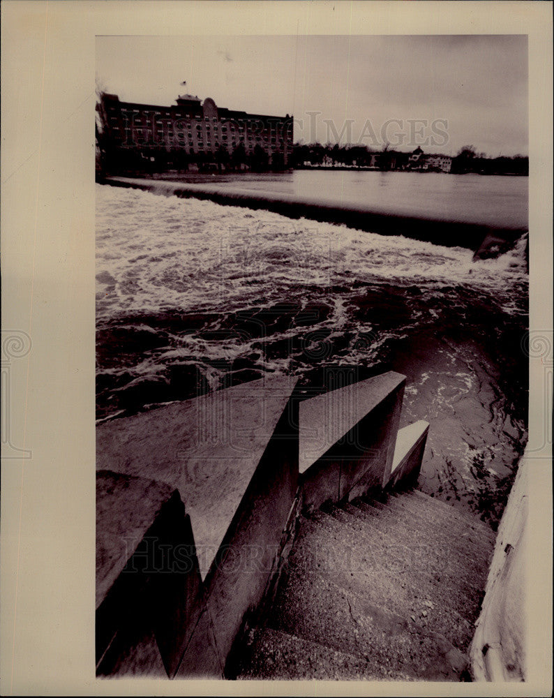 1993 Press North Ave. Bridge Stairs in St. Charles Floods from Fox River - Historic Images