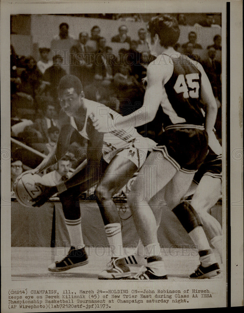 1973 Press Photo Hirsch vs. New Trier East Championship Basketball Tournament - Historic Images