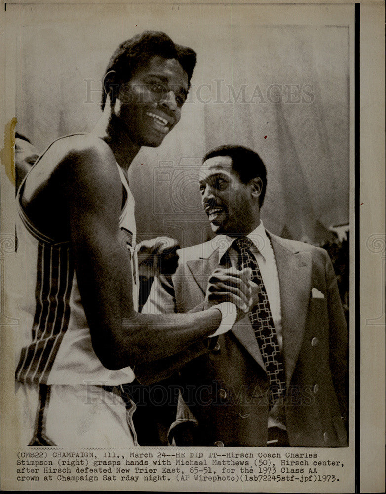 1973 Press Photo Hirsch High School Basketball Coach Charles Stimpson Michael - Historic Images