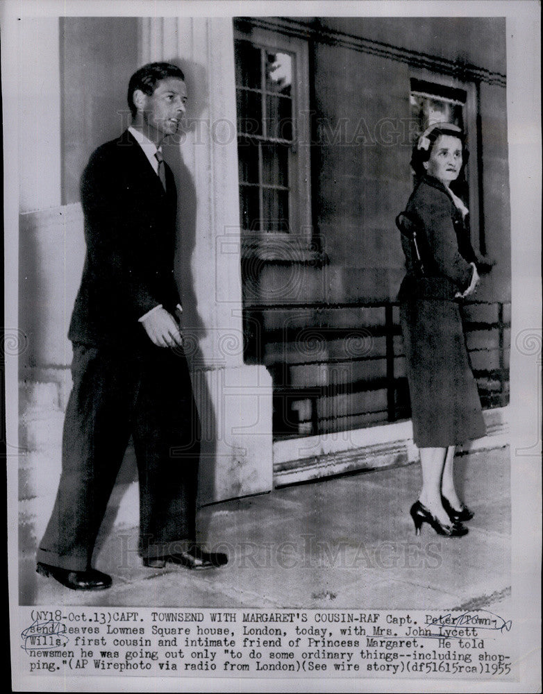 1955 Press Photo Capt. Peter Townsend &amp; Mrs. John Lycett Wills, Princess - Historic Images