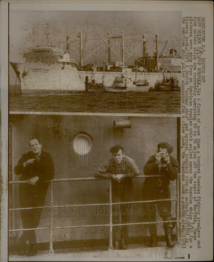 1969 Press Photo Russian Fishing Trawlers, Norfolk, Virginia Coast - Historic Images