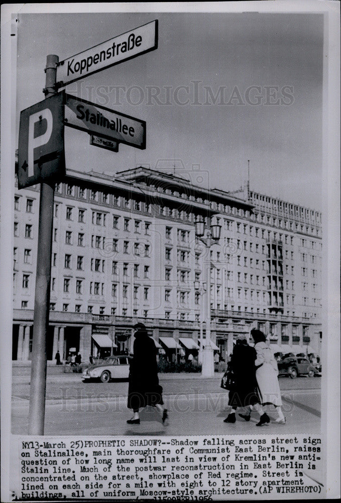 1956 Press Photo Stalinallee Street In East Berlin After WWII Reconstruction - Historic Images