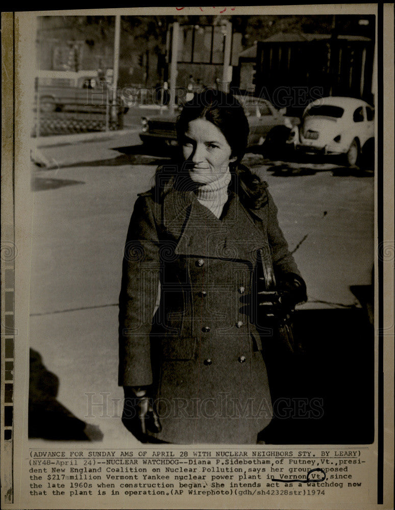 1974 Press Photo Diana P. Sidebotham New England Nuclear Power Pollution Leader - Historic Images