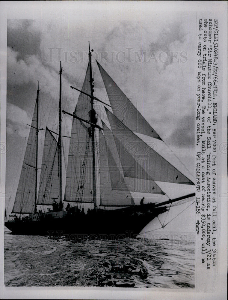 1966 Press Photo Sir Winston Churchill Schooner Sailboat Sail Training Assn Ship - Historic Images