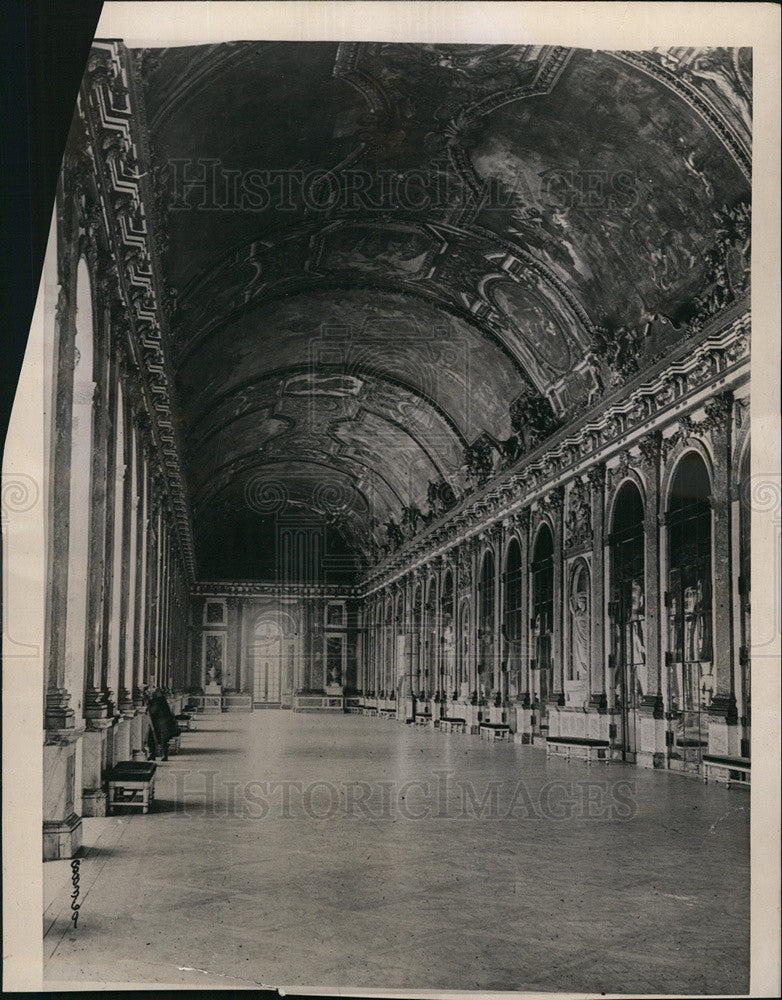 1919 Press Photo Beautiful Hall of Mirrors Versailles Palace Black & White - Historic Images