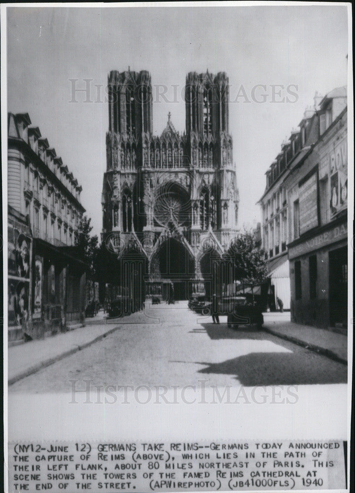 1940 Press Photo Rheims Cathedral Champagne France Classic Black &amp; White - Historic Images