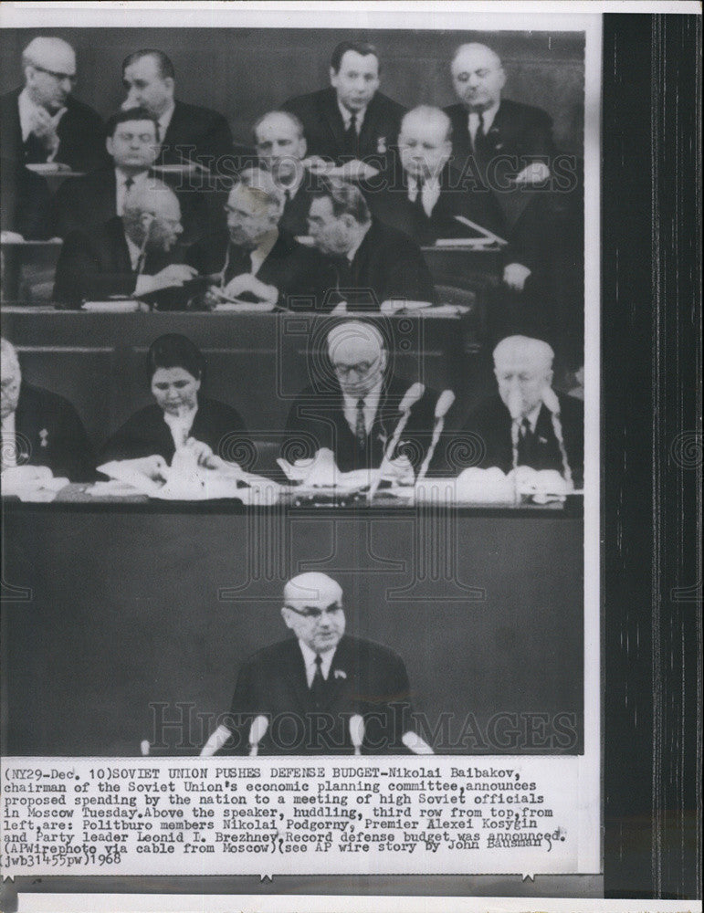 1968 Press Photo Nikolai Baibakov Chairman Soviet Union Economic Planning - Historic Images