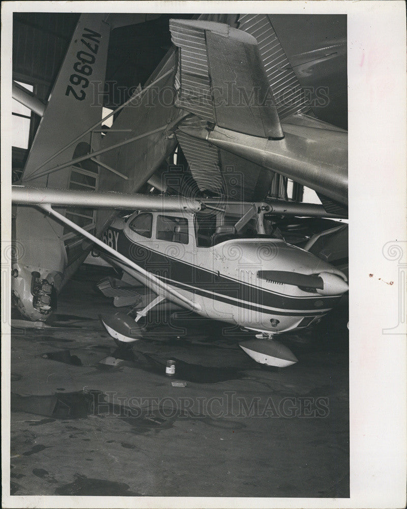 1966 Press Photo Hurricane Alma, Airplane Damage, Hangers - Historic Images