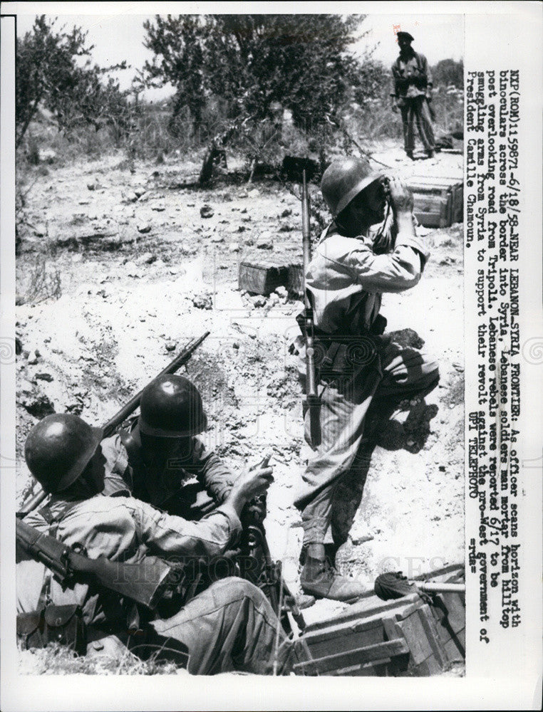 1958 Press Photo Lebanese Soldiers across border into Syria - Historic Images