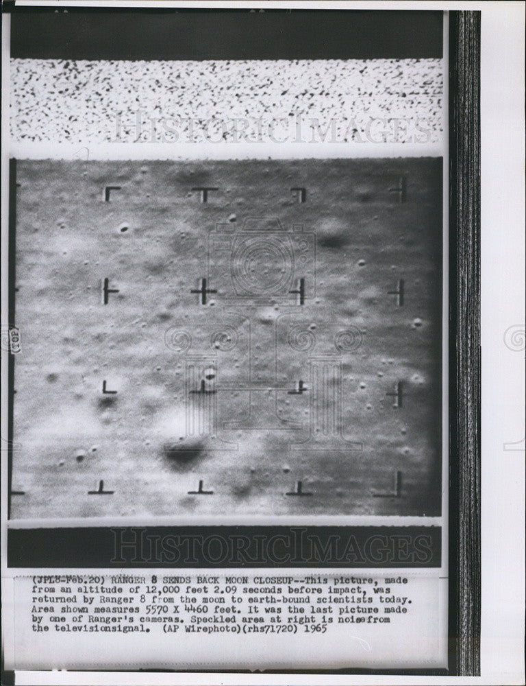 1965 Press Photo Ranger 8 Sends Back Moon Close Up - Historic Images