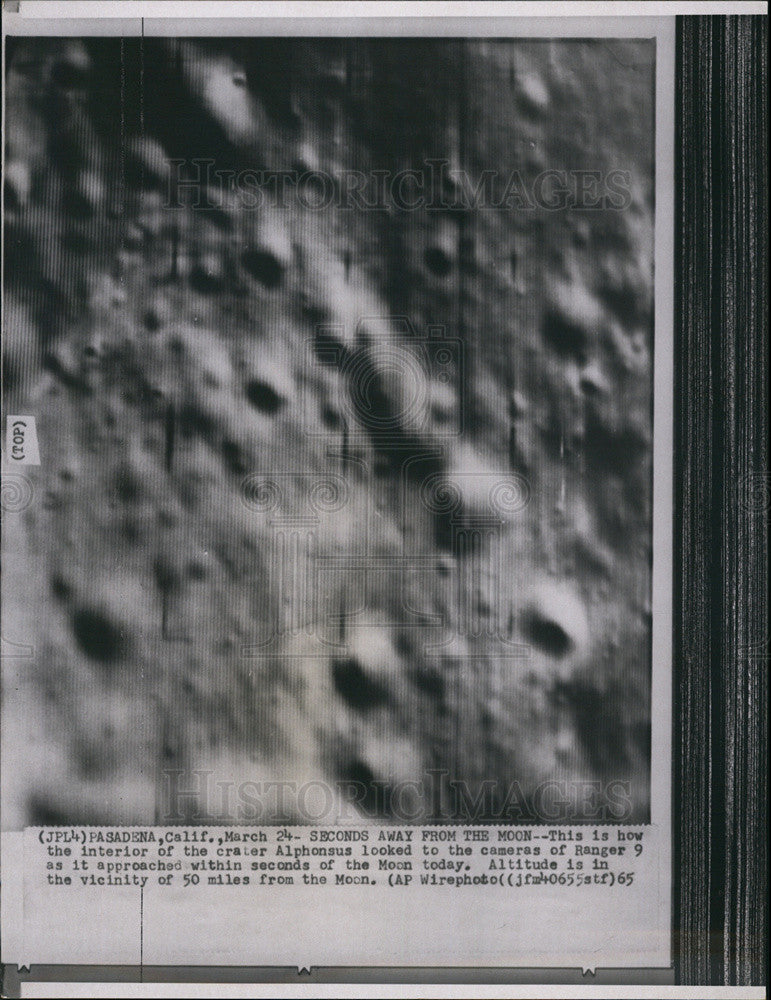 1965 Press Photo Picture taken of moon form Ranger 9 spacecraft - Historic Images