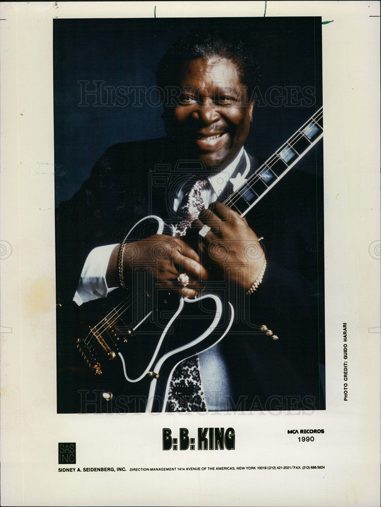 1990 Press Photo B.B. King Blues Singer Songwriter Guitarist - Historic Images