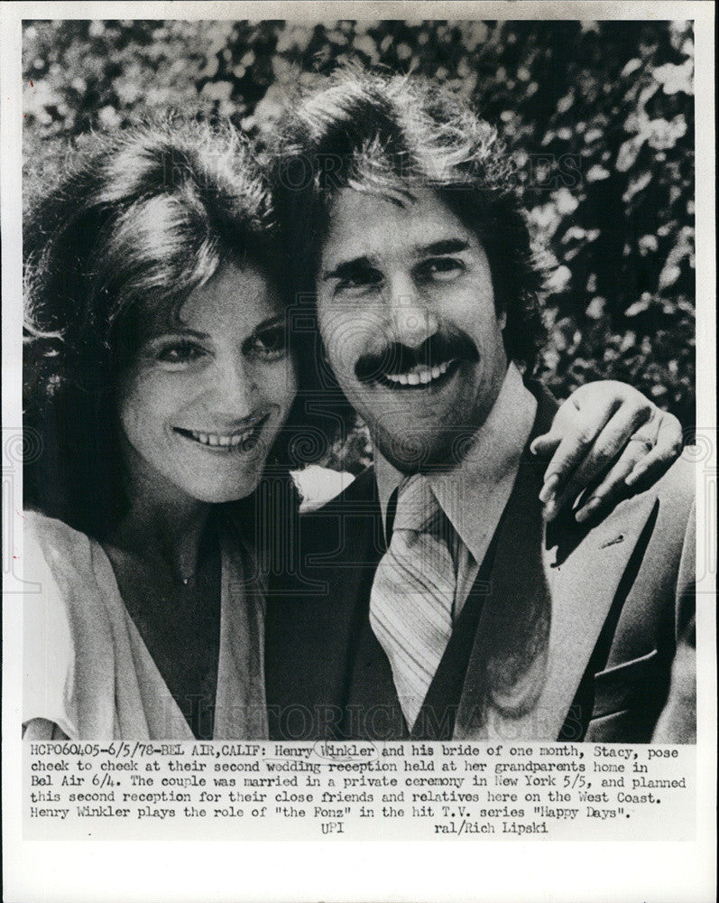 1978 Press Photo Actor Henry Winkler and Bride Stacy - Historic Images