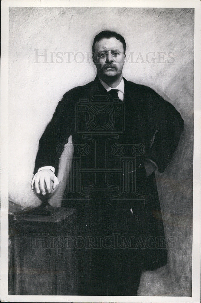 1962 Press Photo Painting of President Theodore Roosevelt By John Singer - Historic Images