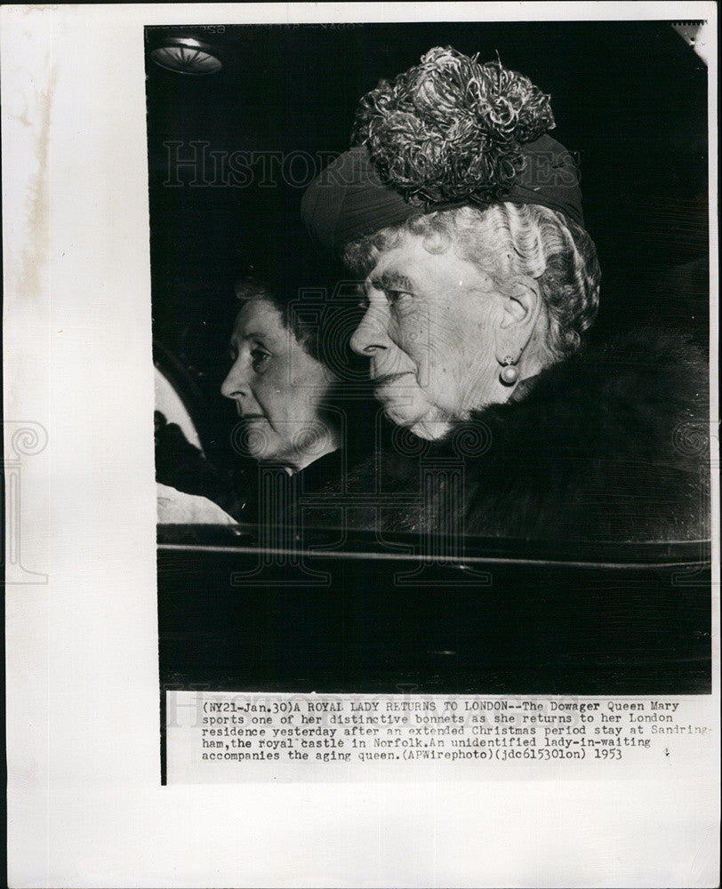 1953 Press Photo The Dowager Queen Mary - Historic Images