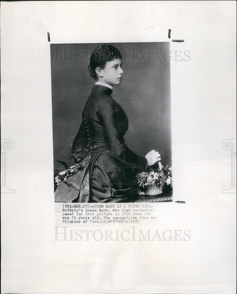 1953 Press Photo Queen Mary as a young Girl in 1890 when she was 23 - Historic Images