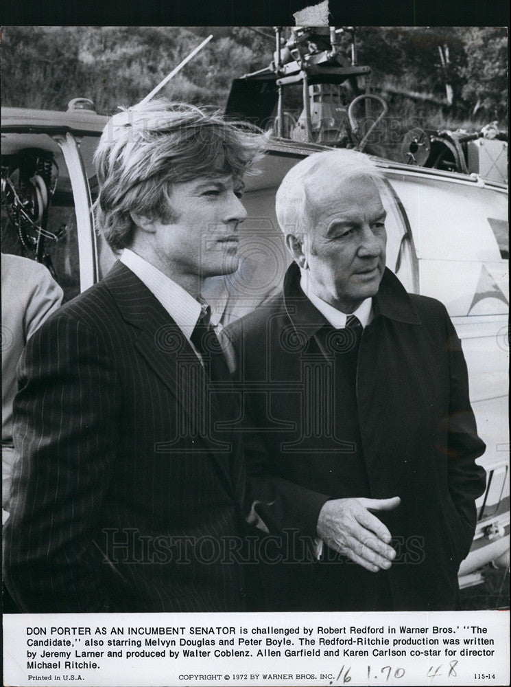 1972 Press Photo Robert Redford &amp; Don Porter stars in &quot;The Candidate&quot; - Historic Images