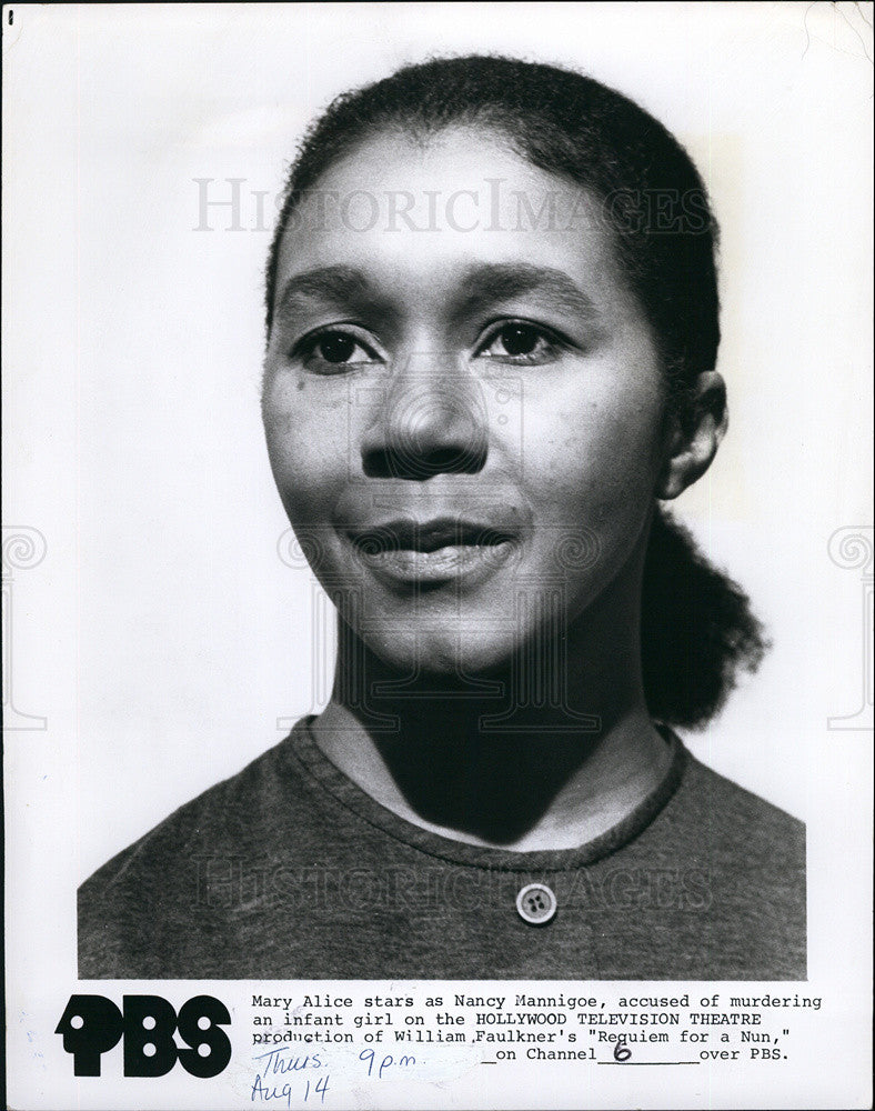 1975 Press Photo Mary Alice stars in &quot;Requiem for a Nun&quot; - Historic Images