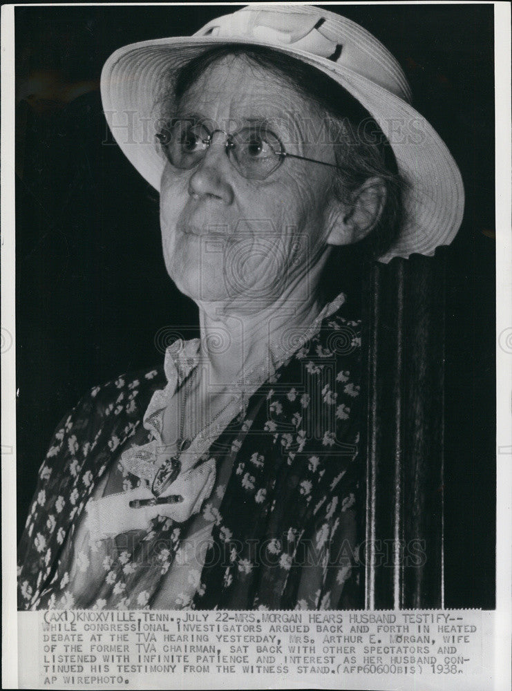 1938 Press Photo Mrs Arthur Morgan wife of former TVA Chairman - Historic Images