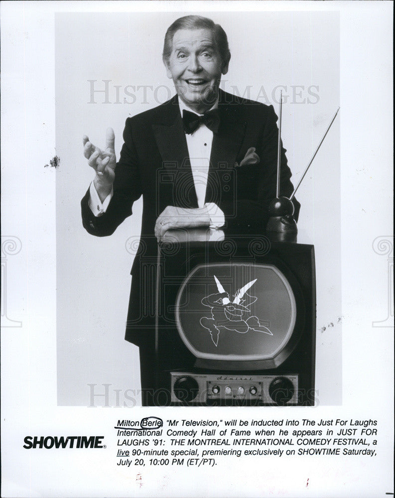 1991 Press Photo Milton Berle will be inducted into The Just For laughs Int&#39;l - Historic Images