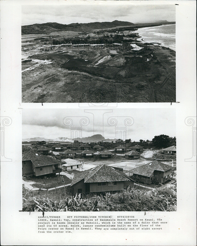 1991 Press Photo Construction of Hanamaulu Beach Resort on Kauai - Historic Images