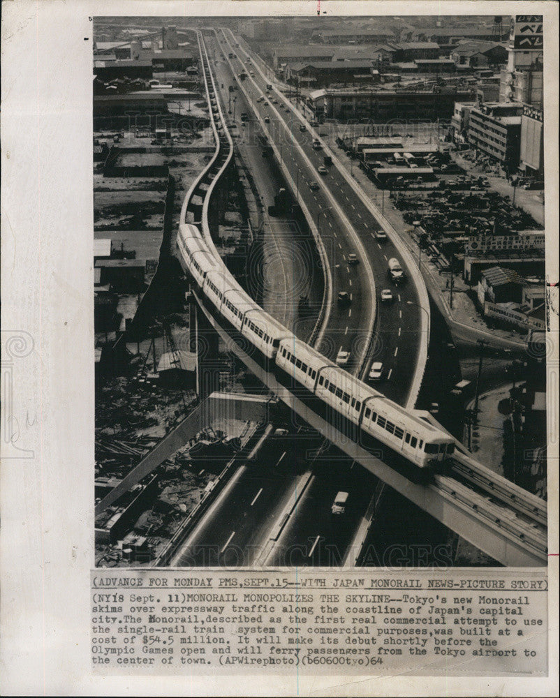 1964 Press Photo Tokyo&#39;s Monorail - Historic Images