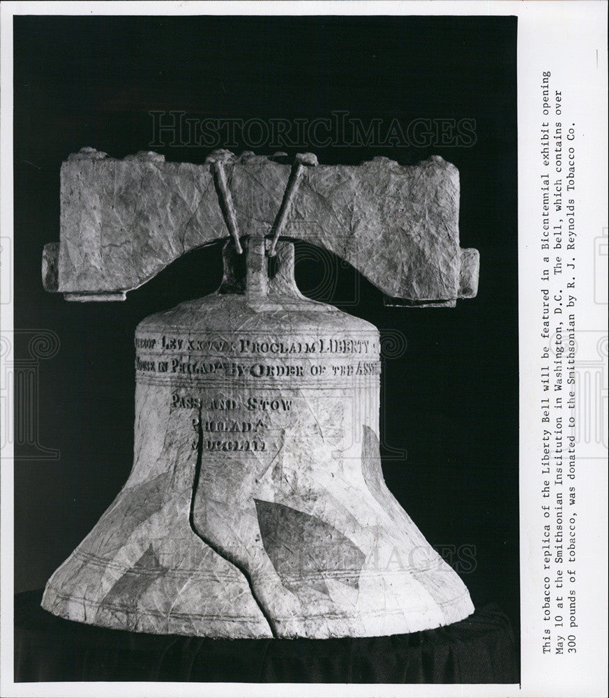 1976 Press Photo Life Replica of Liberty Bell Made from 300 Pounds Tobacco - Historic Images