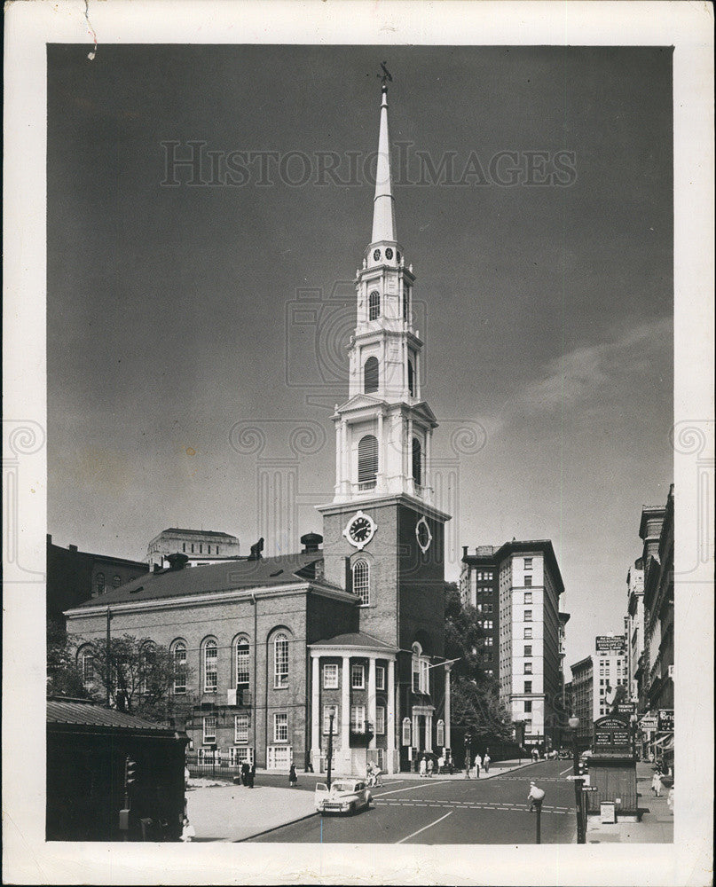 1963 Press Photo Park Street Church Boston Massachusetts Brimstone Corner - Historic Images