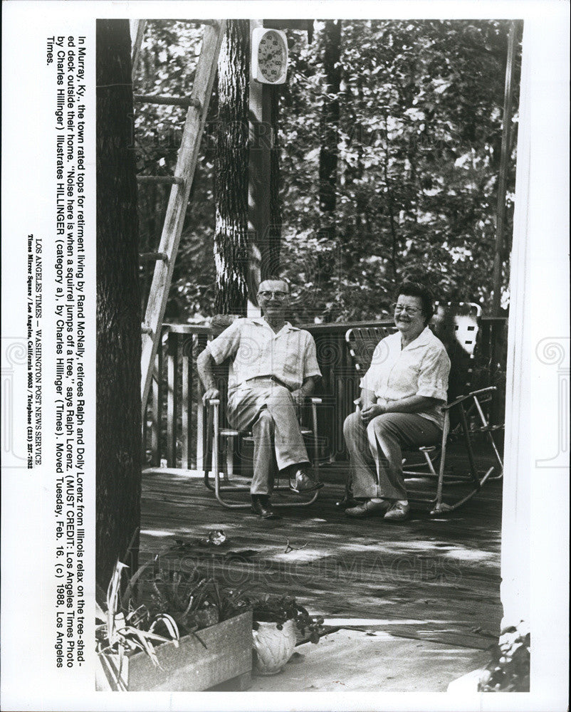 1988 Press Photo Murray, KY, retirees Ralph and Dolly Lorenz - Historic Images