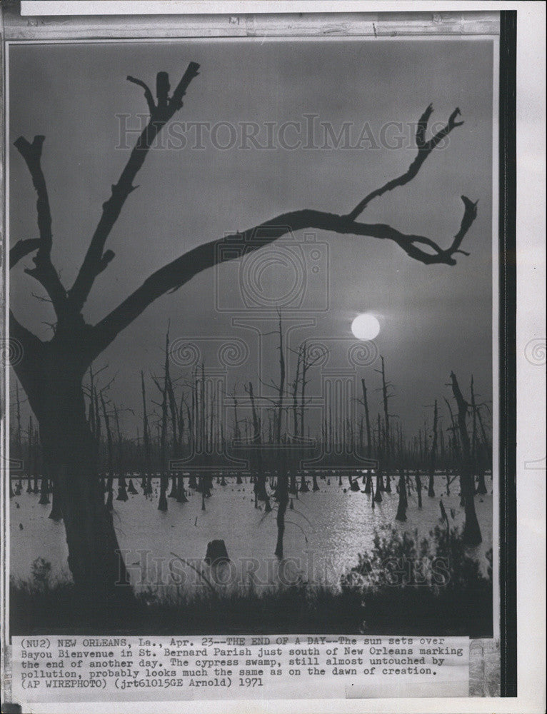 1971 Press Photo Sunset over Bayou Bienvenue in St. Barnard Parish - Historic Images