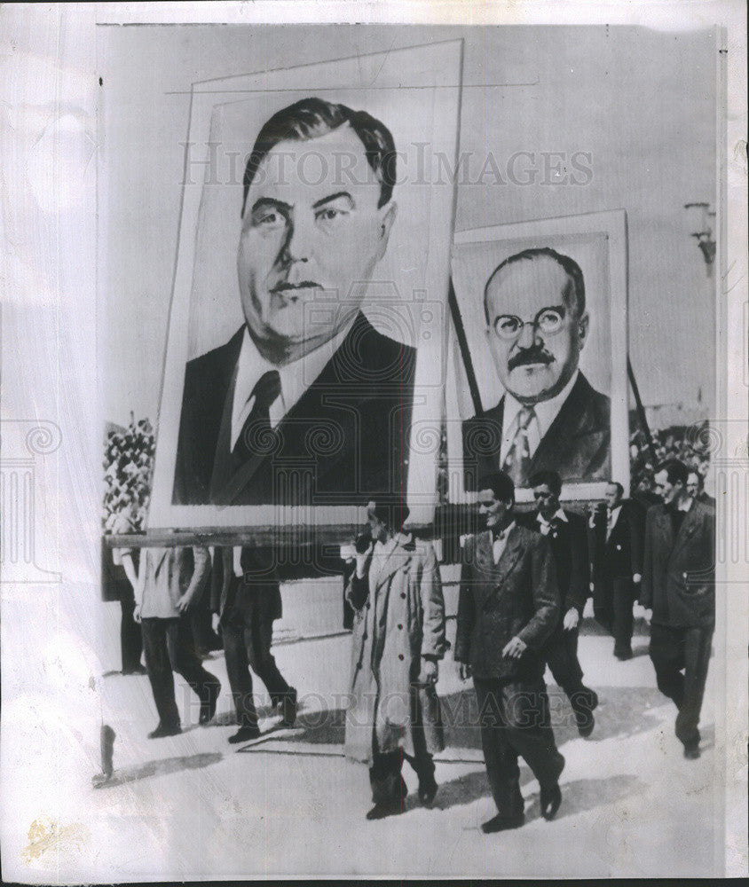 1953 Press Photo Berlin Germany May Day posters of Premier G Malenkov - Historic Images