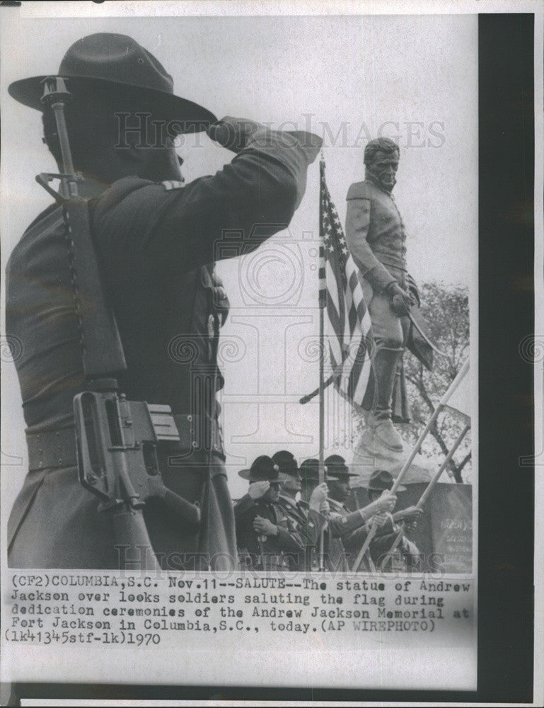 1970 Press Photo Statue of Andrew Jackson fort jackson Columbia, Sc - Historic Images